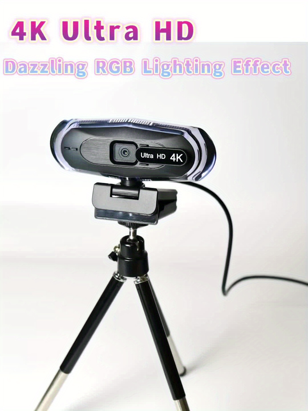 كاميرا EXHQDR RGB 4K مع ميكروفون تلقائي للتوجيه والتعديل على الضوضاء، كاميرا HD تعمل بمنفذ USB للألعاب/الاجتماعات/بث مباشر، EXHQDR، كاميرا ويب للكمبيوتر، كاميرا ويب للبث، كاميرا ويب للكمبيوتر مع ميكروفون، كاميرا للبث، كاميرا ويب K للكمبيوتر - الصورة 12