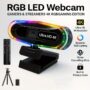كاميرا EXHQDR RGB 4K مع ميكروفون تلقائي للتوجيه والتعديل على الضوضاء، كاميرا HD تعمل بمنفذ USB للألعاب/الاجتماعات/بث مباشر، EXHQDR، كاميرا ويب للكمبيوتر، كاميرا ويب للبث، كاميرا ويب للكمبيوتر مع ميكروفون، كاميرا للبث، كاميرا ويب K للكمبيوتر