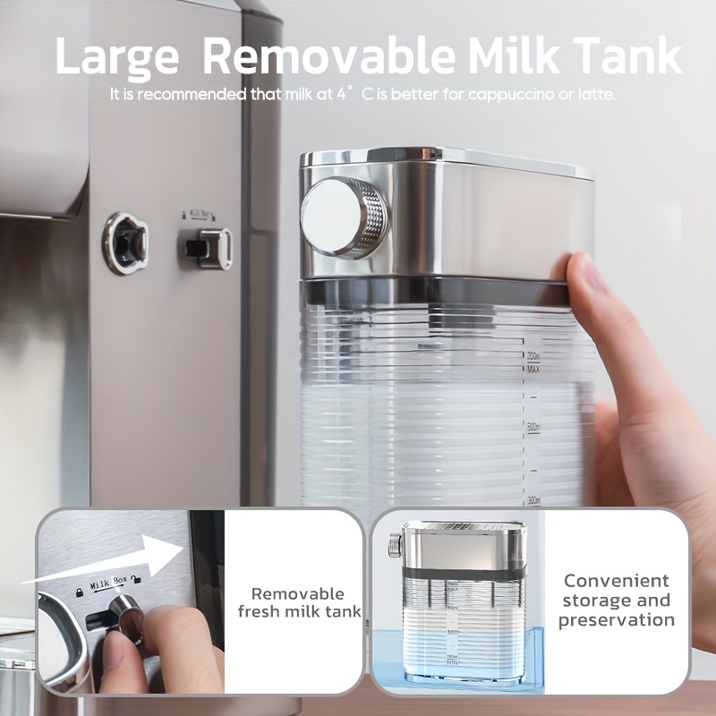 ماكينة إسبريسو نصف أوتوماتيكية HiBREW بضغط 20 بار مع خزان حليب لصنع الكابتشينو H13A، ماكينة إسبريسو محمولة، ماكينة قهوة إسبريسو محمولة، ماكينة قهوة إسبريسو مع مطحنة، ماكينة قهوة إسبريسو، ماكينة إسبريسو مع مطحنة، معدات الباريستا، صانع الكابتشينو، إسبريسو مدمج، صانع قهوة حديث، تصميم متين، أداء موثوق، مضرب حليب مرفق، للاستخدام المكتبي، لعشاق القهوة - الصورة 4