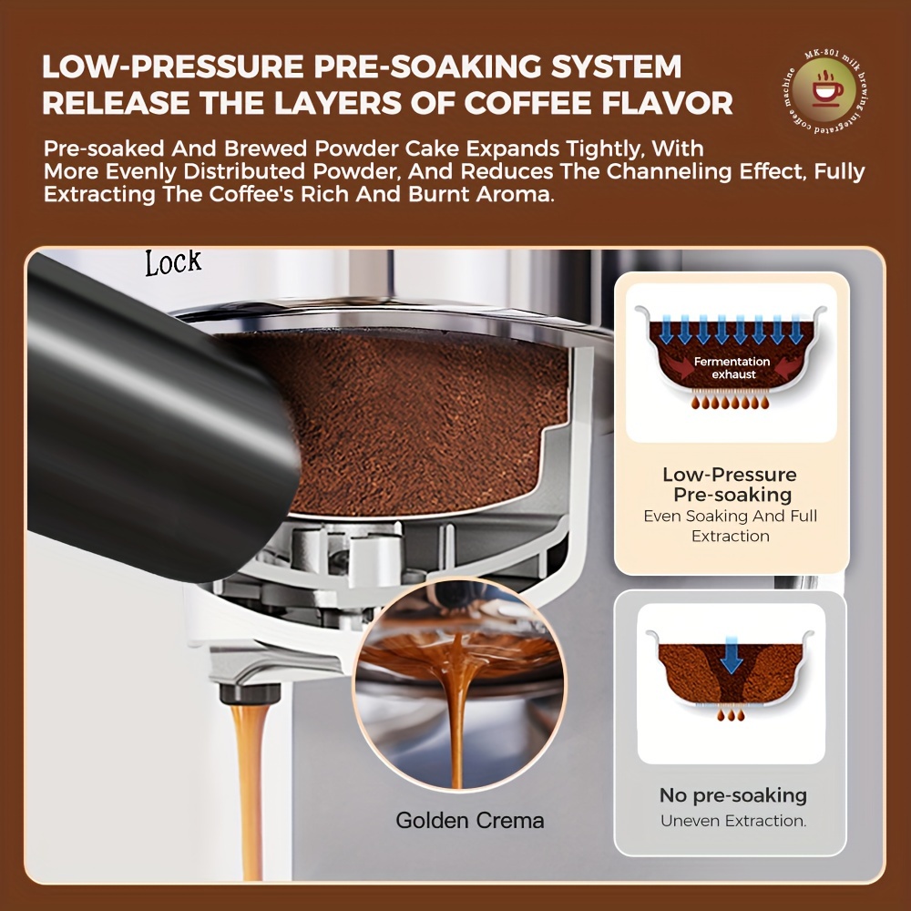 آلة صنع القهوة الإيطالية المحترفة 6 في 1 مع فرن القهوة الإيطالي المحترف 20 بار، نظام تسخين مزدوج، لاتيه وكابتشينو بلمسة واحدة، تنظيف ذاتي، خزان كبير بسعة 1.3 لتر، تصميم مدمج مع شاشة رقمية وفرن بخار - هدية مثالية للمنزل، المكتب، أو العطلات (متوافق مع قابس المملكة المتحدة)، آلة صنع القهوة المحمولة، آلة صنع القهوة المحمولة مع مطحنة، آلة صنع القهوة المحمولة، آلة صنع القهوة الأوتوماتيكية بالكامل، آلة صنع القهوة، آلة صنع القهوة للمكتب، آلة صنع القهوة للمنزل - الصورة 4