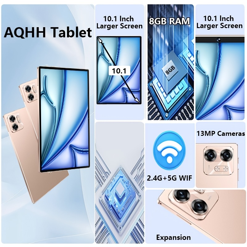 جهاز لوحي 10.1 بوصة 14 5G/4G LTE، ذاكرة وصول عشوائي 8 جيجابايت، سعة تخزين 128 جيجابايت، بطارية 6800 مللي أمبير، شريحتين، قلم ستايلس، متوافق مع لوحة المفاتيح والماوس، شاشة AMOLED عالية الدقة، سريع، جهاز لوحي لـ s & (حزمة هدايا) - الصورة 4