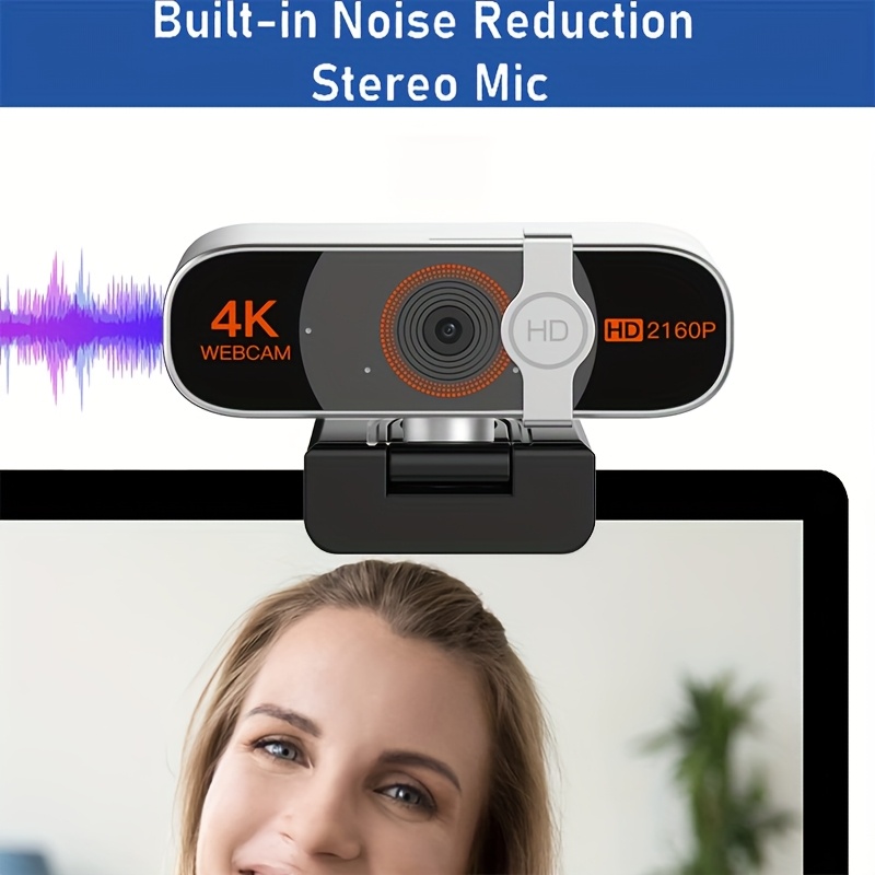 كاميرا ويب 4K للكمبيوتر مع تكبير تلقائي، تحكم عن بعد، غطاء خصوصية، توازن الأبيض، ميكروفون مدمج، كاميرا ويب تعمل بالطاقة عبر USB للكمبيوتر المحمول/المكتبي، مكالمات فيديو وتحديدات، كاميرا ويب للكمبيوتر، كاميرا فيديو للمكتب، تصميم أنيق، إكسسوار حديث، بناء متين - الصورة 4
