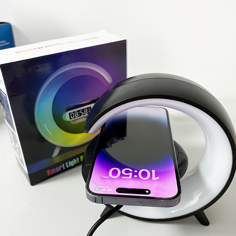 شاحن لاسلكي سريع متعدد الوظائف Mini G Light مع حامل ومكبر صوت محمول بجودة صوت Hi-Fi وضوء ليلي LED RGB وساعة منبه ومحطة شحن لاسلكي للهاتف المحمول لأجهزة iPhone 16 15 14 13 12 11 Pro Max وAirPods لأجهزة for Samsung Galaxy S25 S24 S23 وXiaomi، قاعدة متعددة الوظائف، إكسسوار أنيق، أداة حديثة، صوت عالي الجودة، شحن موثوق، قاعدة للأجهزة الذكية، لعمال المكاتب وعشاق التكنولوجيا - الصورة 8