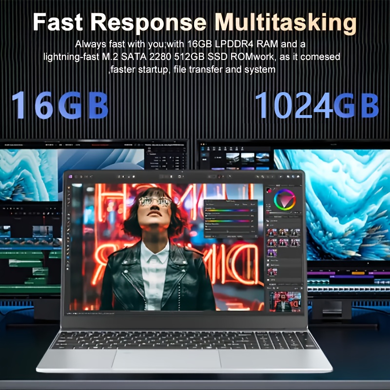 2025 جديد - كمبيوتر محمول 15.6 بوصة - 1TB SSD، 16GB ذاكرة وصول عشوائي مزدوجة القناة، معالج Intel N95 (حتى 2.9 جيجاهرتز)، شاشة 1080P Full HD، لوحة مفاتيح بإضاءة خلفية، أمان بصمة، كاميرا ويب، USB 3.0 & WiFi - كمبيوتر مكتبي, آلة الأعمال,دفتر حديث,تصميم أنيق,بناء فاخر,أجهزة موثوقة,العاملين عن بُعد - الصورة 6