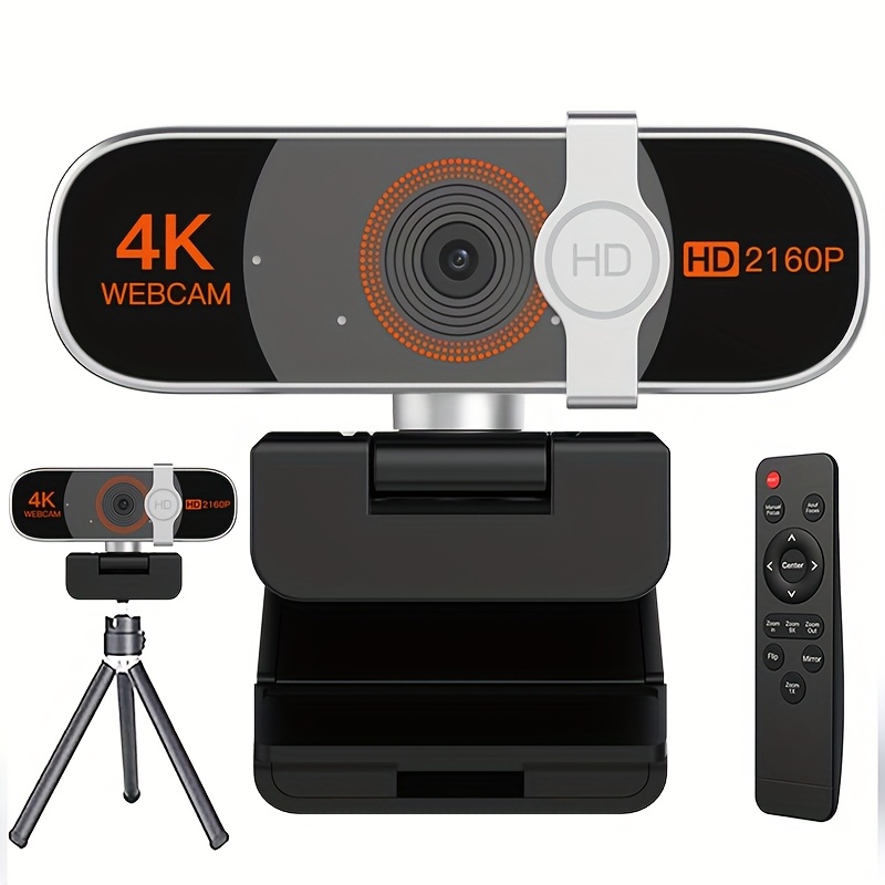 كاميرا ويب 4K للكمبيوتر مع تكبير تلقائي، تحكم عن بعد، غطاء خصوصية، توازن الأبيض، ميكروفون مدمج، كاميرا ويب تعمل بالطاقة عبر USB للكمبيوتر المحمول/المكتبي، مكالمات فيديو وتحديدات، كاميرا ويب للكمبيوتر، كاميرا فيديو للمكتب، تصميم أنيق، إكسسوار حديث، بناء متين
