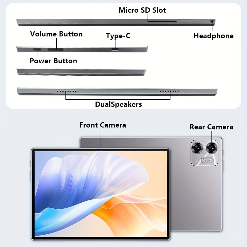 تابلت بحجم 10.1 بوصة، يعمل بنظام أندرويد 14، مزود بذاكرة 8+128 جيجابايت، وبطارية سعة 6800 مللي أمبير، وشاشة عرض عالية الدقة، ويدعم الواي فاي بتردد 2.4G و5G، وكاميرات مزدوجة بدقة 5MP و13MP، يأتي مع لوحة مفاتيح، وفأرة، وقلم، وحافظة واقية، مثالي للبث، والألعاب، ومشاهدة المحتوى، هدية عيد ميلاد مثالية، تابلت، باد - الصورة 3