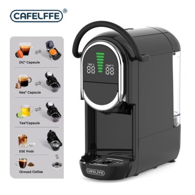CAFELFEE آلة قهوة كبسولة 19 | 4 في 1 (بارد/ساخن) | متوافقة مع كبسولات NES/DG/ESE | شاشة ذكية بـ7 مستويات | تحضير الإسبريسو/الأمريكانو/الكابتشينو/اللاتيه/الشاي | للمنزل والمكتب | هدية فاخرة