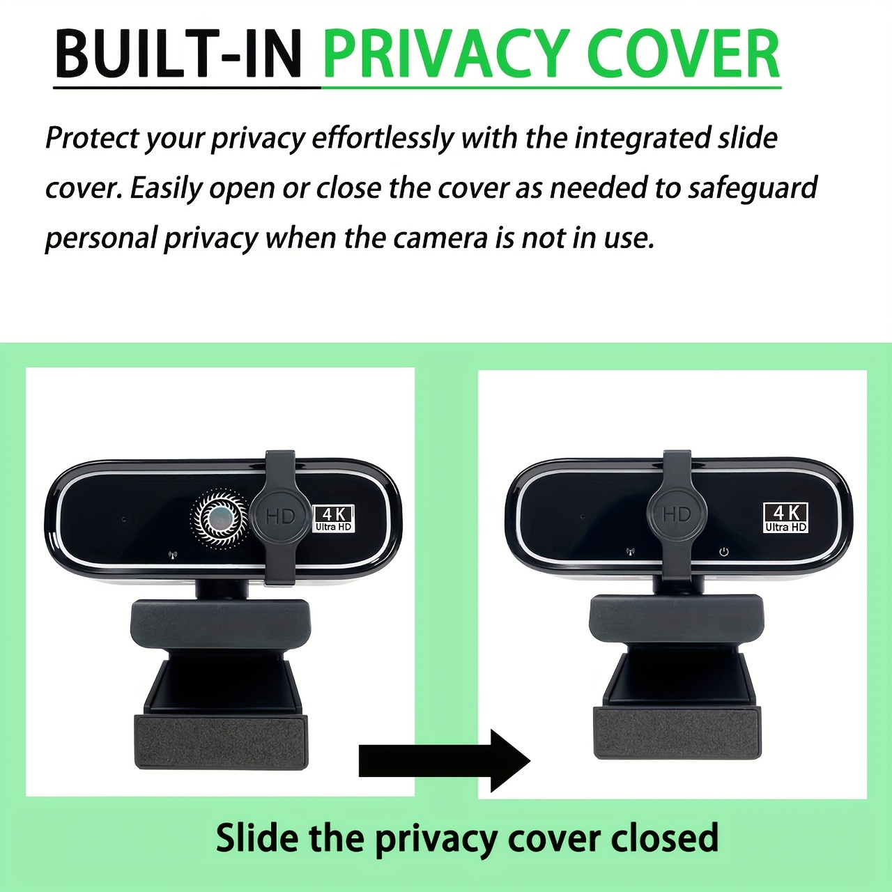 EXHQDR كاميرا ويب 4K Ultra HD مع تركيز تلقائي وغطاء خصوصية، كاميرا 8MP Plug & Play مع حامل ثلاثي القوائم ومحول Type-C للبث المباشر، اجتماعات Zoom والدروس عبر الإنترنت، مؤتمرات الفيديو، إعدادات المكتب المنزلي، تصميم مدمج، كاميرا ويب أنيقة، بناء متين، تقنية التركيز التلقائي، للمعلمين والطلاب عبر الإنترنت - الصورة 6