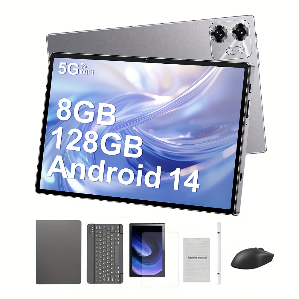 جهاز لوحي 10.1 بوصة 14 5G/4G LTE، ذاكرة وصول عشوائي 8 جيجابايت، سعة تخزين 128 جيجابايت، بطارية 6800 مللي أمبير، شريحتين، قلم ستايلس، متوافق مع لوحة المفاتيح والماوس، شاشة AMOLED عالية الدقة، سريع، جهاز لوحي لـ s & (حزمة هدايا)