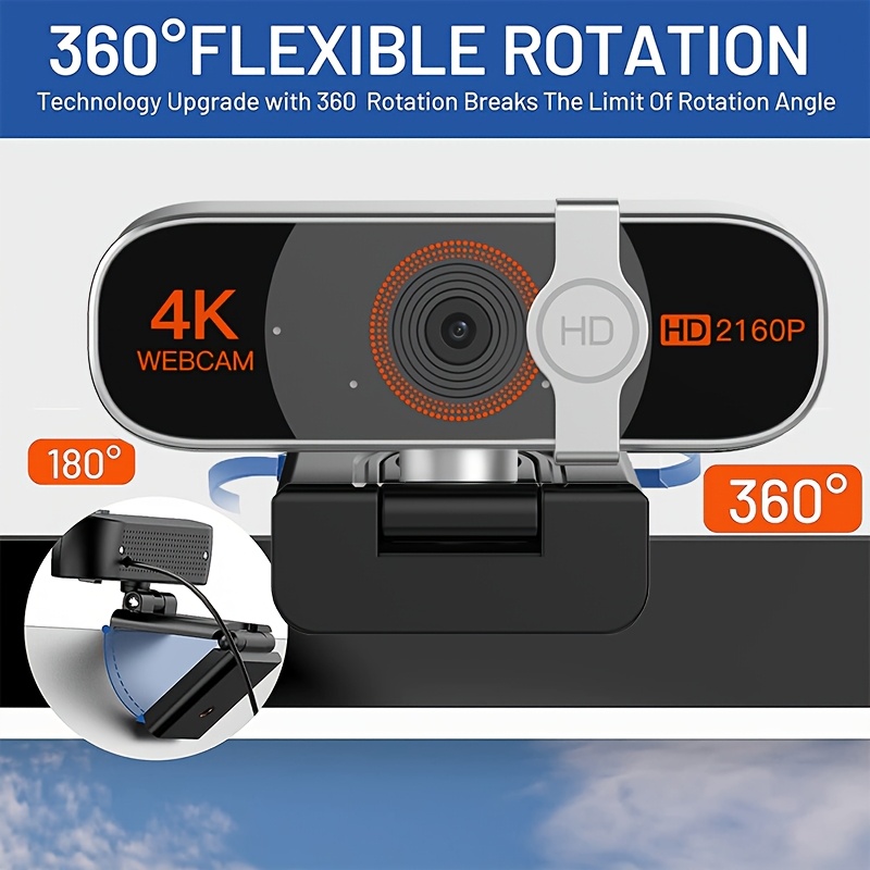 كاميرا ويب 4K للكمبيوتر مع تكبير تلقائي، تحكم عن بعد، غطاء خصوصية، توازن الأبيض، ميكروفون مدمج، كاميرا ويب تعمل بالطاقة عبر USB للكمبيوتر المحمول/المكتبي، مكالمات فيديو وتحديدات، كاميرا ويب للكمبيوتر، كاميرا فيديو للمكتب، تصميم أنيق، إكسسوار حديث، بناء متين - الصورة 7