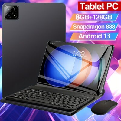 شاشة عالية الدقة 10.1 بوصة مع 8 جيجابايت + 128 جيجابايت مزودة بذاكرة Snapdragon 888، بطارية 8000 مللي أمبير، كاميرا مزدوجة 16 ميجابكسل + 32 ميجابكسل، شبكة Wi-Fi 7، اتصال 5G، نظام تشغيل أندرويد 13، لوحة مفاتيح، ماوس، حافظة للتابلت، قلم تعمل باللمس، فيلم واقي، جهاز لوحي، باد، جهاز لوحي، باد