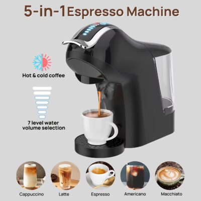 آلة إسبريسو بروتيل 5 في 1 مع استخراج ساخن وبارد لقهوة نيسيبرسو دولتشي غوستو والكبسولات ESE