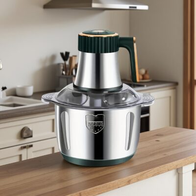 5L مفرمة كهربائية متعددة الوظائف من الفولاذ المقاوم للصدأ بخمس سرعات، شش شفرات فولاذية نقية، مفرمة لحم سريعة، مفرمة لحم منزلية، تقطيع وتشويه، مناسبة للمطبخ، الخضروات، البصل، الثوم، السلطة، طعام الأطفال، مناسبة للمطبخ المنزلي