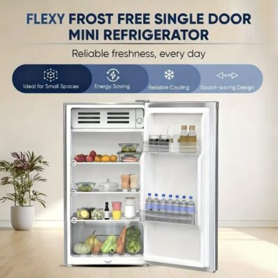 ثلاجة بباب واحد 9 لتر – تشغيل صامت/ مستوى كفاءة الطاقة 4 | مناسبة للمنزل، والسكن الجامعي، والمساحات الصغيرة في المكاتب | ثلاجة فضية رمادية، ضرورية لتوفير الطاقة والنضارة، ثلاجة صغيرة محمولة، ثلاجة صغيرة