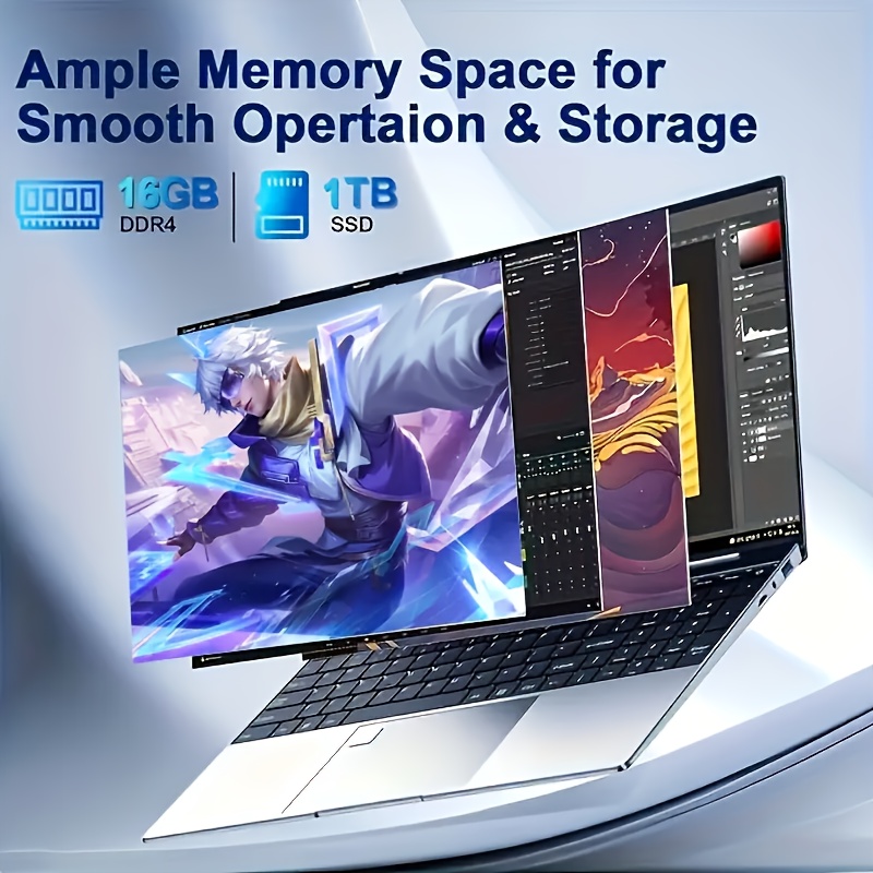2025 جديد - كمبيوتر محمول 15.6 بوصة - 1TB SSD، 16GB ذاكرة وصول عشوائي مزدوجة القناة، معالج Intel N95 (حتى 2.9 جيجاهرتز)، شاشة 1080P Full HD، لوحة مفاتيح بإضاءة خلفية، أمان بصمة، كاميرا ويب، USB 3.0 & WiFi - كمبيوتر مكتبي, آلة الأعمال,دفتر حديث,تصميم أنيق,بناء فاخر,أجهزة موثوقة,العاملين عن بُعد - الصورة 10