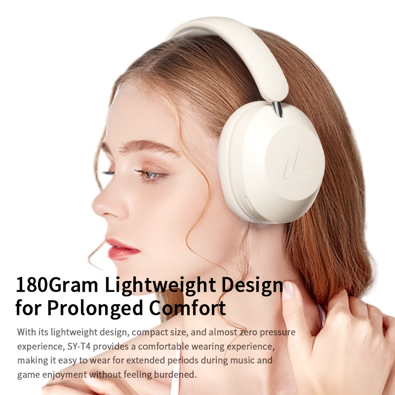 سماعة رأس لاسلكية بتصميم تخفيف الضغط، ميكروفون مدمج، تلسكوبية وقابلة للدوران بتصميم مسطح، سماعة رأس لاسلكية للألعاب للمكتب والسفر، منفذ شحن USB-C، تعديل التردد، قابلة للطي للرياضة/الألعاب/الخروج - الصورة 8