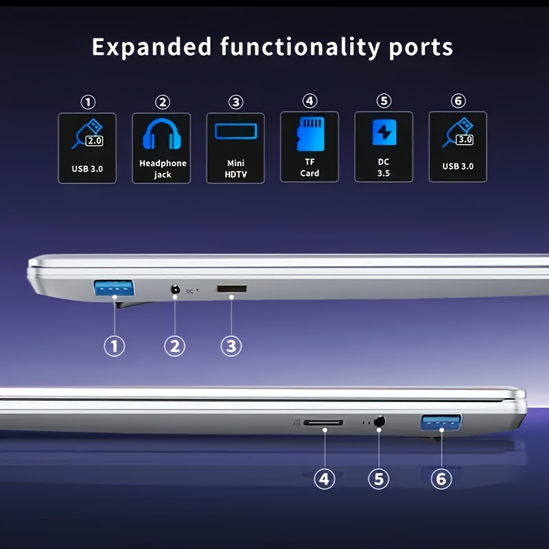 جهاز كمبيوتر محمول فائق النحافة 15.6 بوصة من MetalStyle | الجيل الثاني N95 (حتى 2.9 جيجا هرتز) | 16 جيجابايت + 1 تيرابايت | لوحة مفاتيح بصمة الإصبع 1920x1080 IPS FHD | مكبرات صوت ستيريو رباعية | هدايا مفاجئة للأصدقاء والعائلة في الحياة اليومية | يشمل محول | عمر بطارية لمدة ثماني ساعات، جهاز محمول، تصميم أنيق، بناء متين، شاشة عالية الدقة، لعشاق التكنولوجيا - الصورة 9
