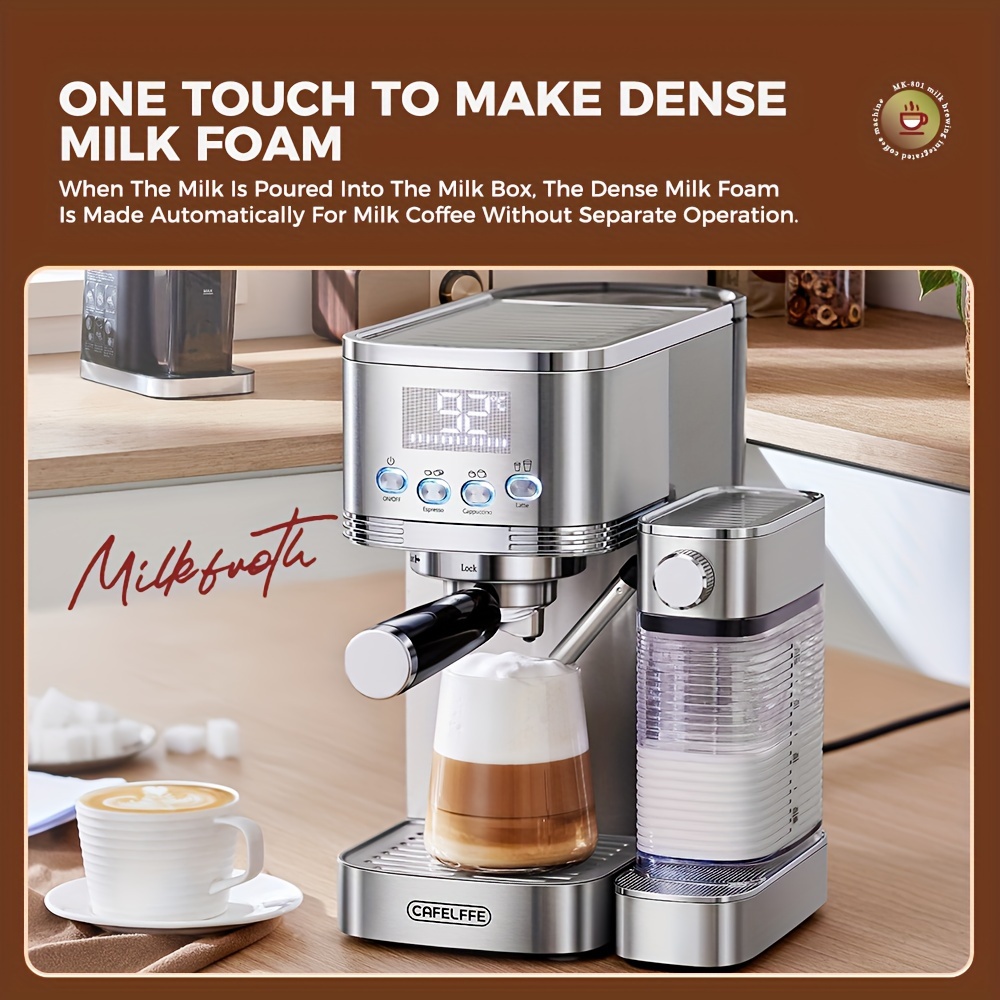 آلة صنع القهوة الإيطالية المحترفة 6 في 1 مع فرن القهوة الإيطالي المحترف 20 بار، نظام تسخين مزدوج، لاتيه وكابتشينو بلمسة واحدة، تنظيف ذاتي، خزان كبير بسعة 1.3 لتر، تصميم مدمج مع شاشة رقمية وفرن بخار - هدية مثالية للمنزل، المكتب، أو العطلات (متوافق مع قابس المملكة المتحدة)، آلة صنع القهوة المحمولة، آلة صنع القهوة المحمولة مع مطحنة، آلة صنع القهوة المحمولة، آلة صنع القهوة الأوتوماتيكية بالكامل، آلة صنع القهوة، آلة صنع القهوة للمكتب، آلة صنع القهوة للمنزل - الصورة 3