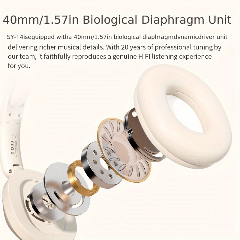 سماعة رأس لاسلكية بتصميم تخفيف الضغط، ميكروفون مدمج، تلسكوبية وقابلة للدوران بتصميم مسطح، سماعة رأس لاسلكية للألعاب للمكتب والسفر، منفذ شحن USB-C، تعديل التردد، قابلة للطي للرياضة/الألعاب/الخروج - الصورة 10