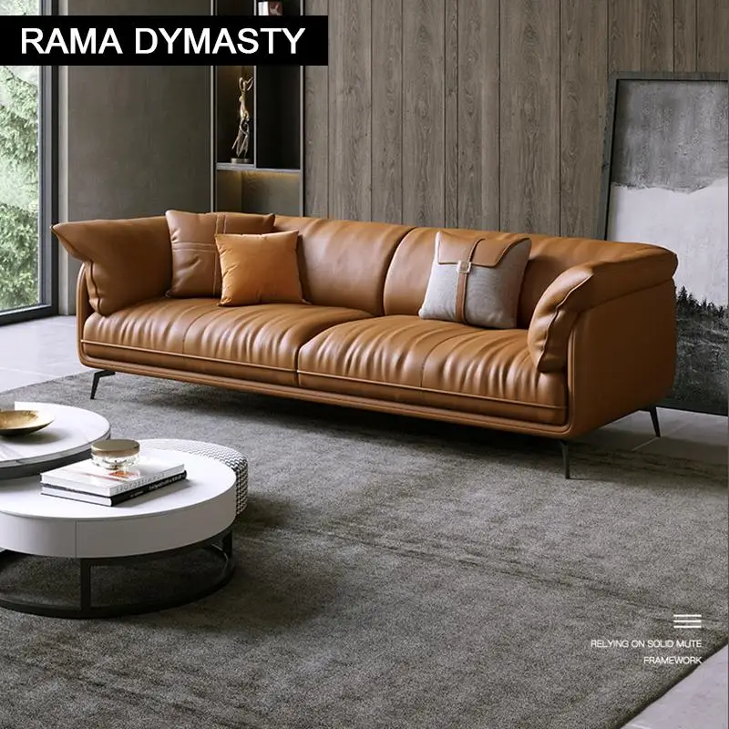 مجموعة أثاث شقة أريكة جلدية لغرفة المعيشة بسيطة وحديثة مع لون مخصص - الصورة 3