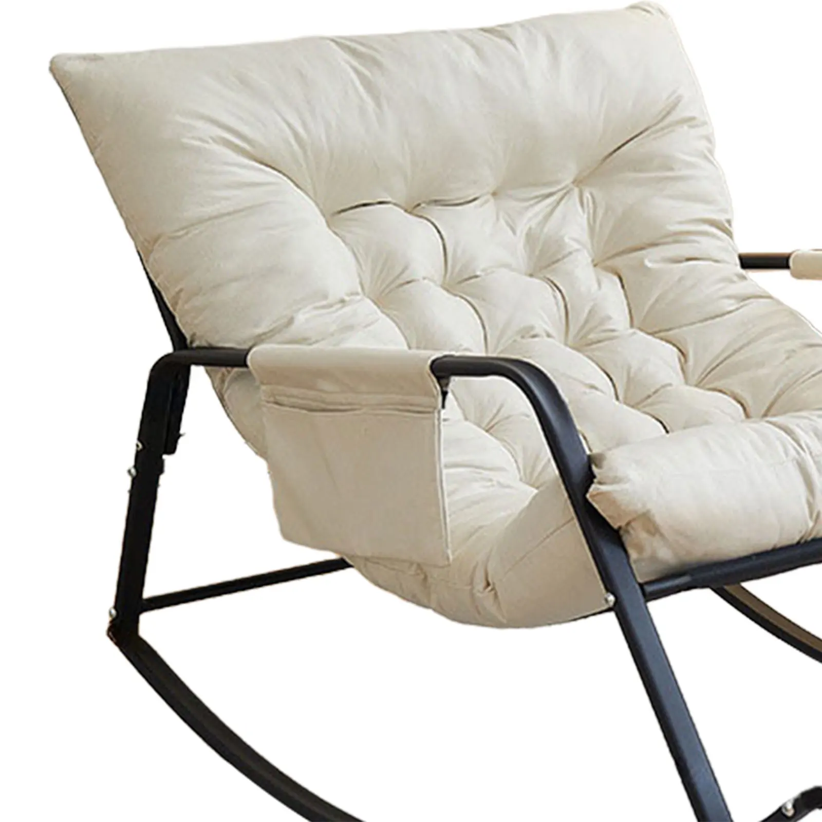 كرسي هزاز مزدوج قابل للطي ، تبريد مع دعامة ظهر ناعمة ، استراحة للاسترخاء للمنزل ، تخييم ، شقة ، غرفة معيشة ، أريكة كسولة - الصورة 5