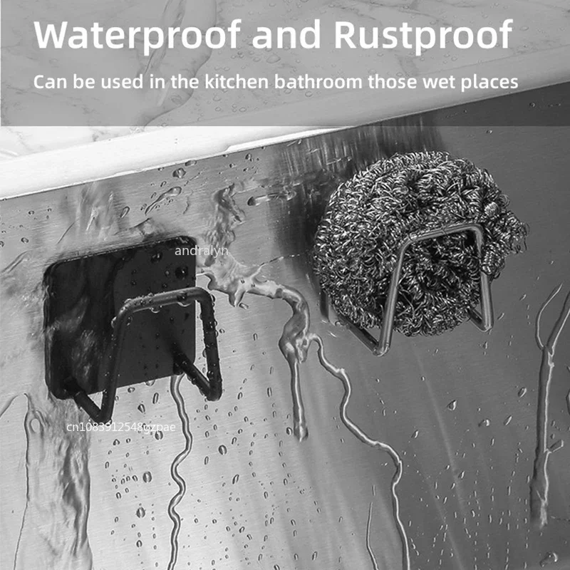 المطبخ حوض الفولاذ المقاوم للصدأ الإسفنج حامل الذاتي لاصق استنزاف تجفيف الرف المطبخ جدار السنانير اكسسوارات التخزين المنظم - الصورة 3