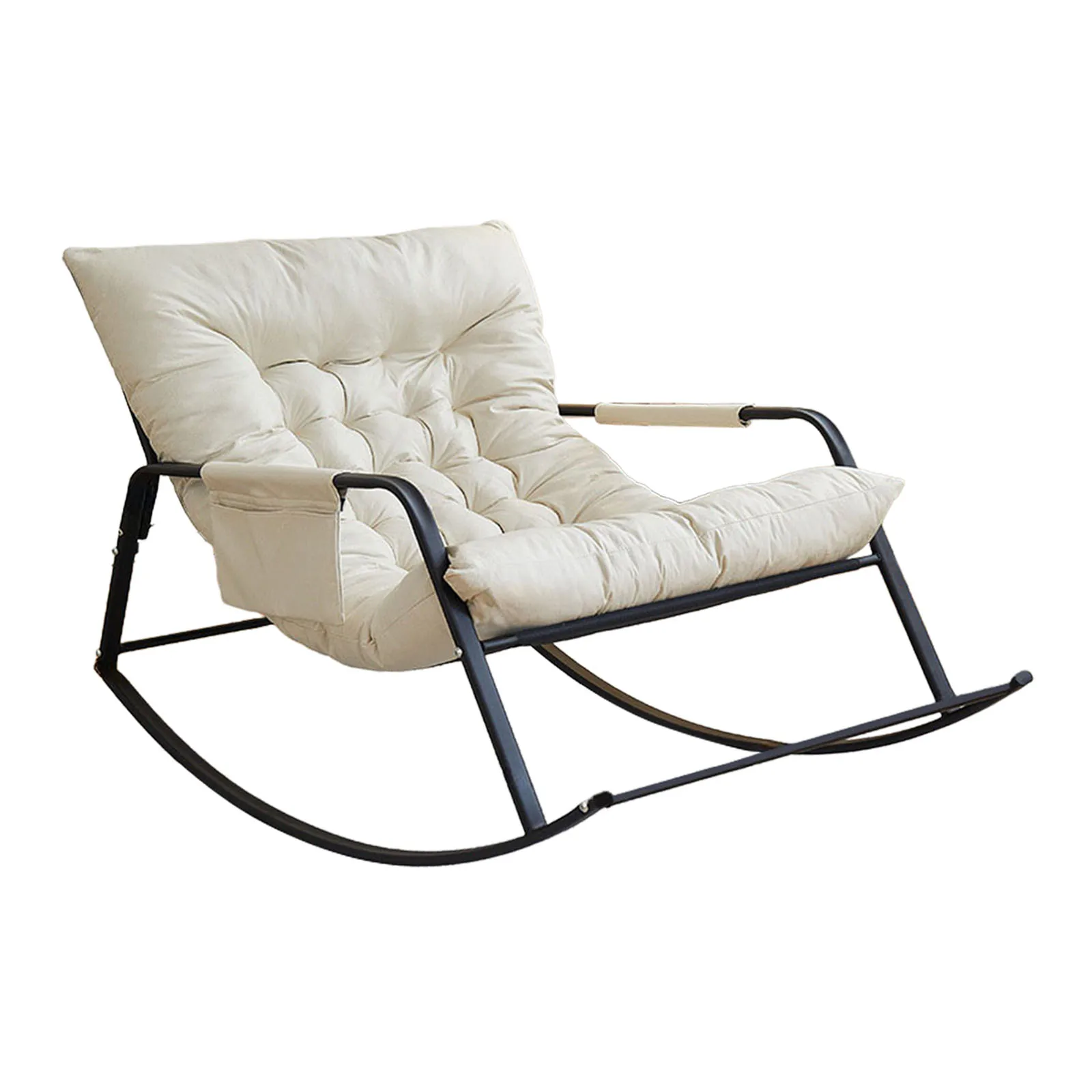 كرسي هزاز مزدوج قابل للطي ، تبريد مع دعامة ظهر ناعمة ، استراحة للاسترخاء للمنزل ، تخييم ، شقة ، غرفة معيشة ، أريكة كسولة - الصورة 4