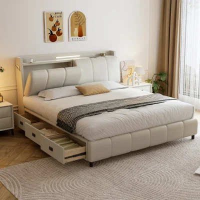 أثاث غرفة نوم متعدد الوظائف بحجم كينغ طقم سرير حديث مزدوج طقم أثاث قاعدة أرضية بارا كاما ديكور منزلي زوجي