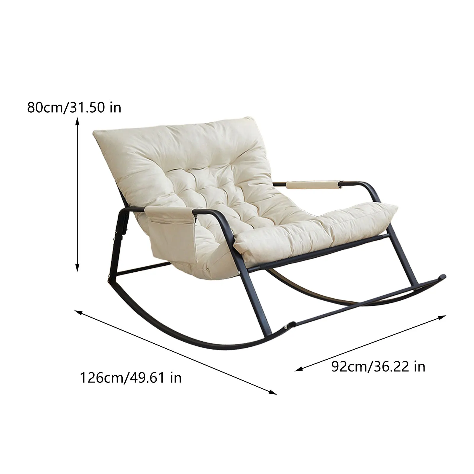 كرسي هزاز مزدوج قابل للطي ، تبريد مع دعامة ظهر ناعمة ، استراحة للاسترخاء للمنزل ، تخييم ، شقة ، غرفة معيشة ، أريكة كسولة - الصورة 6