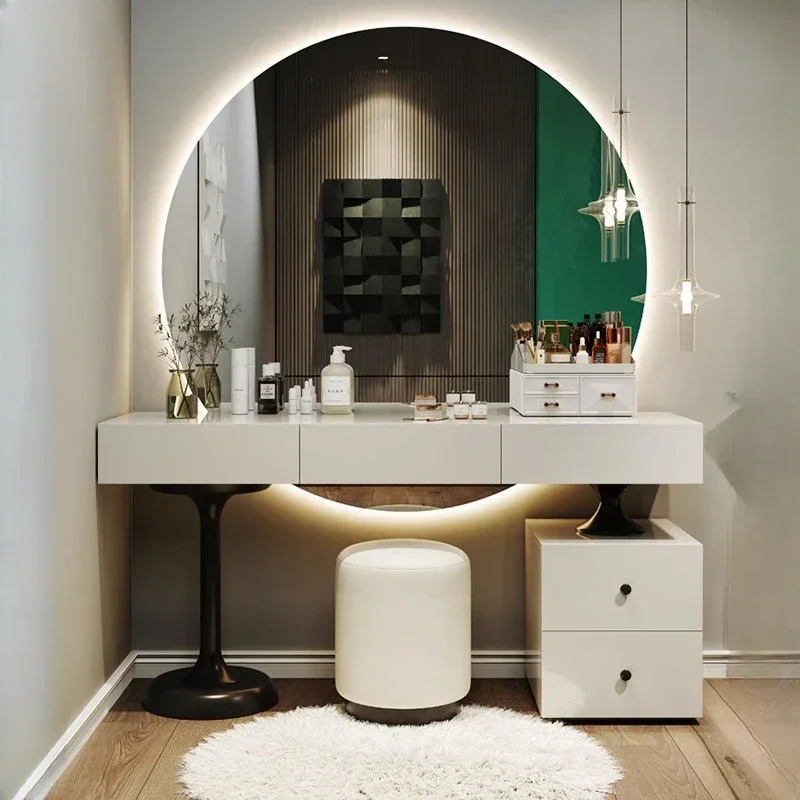 طاولة زينة بيضاء متعددة الوظائف ، صندوق درج ، سحر ، ديكور فاخر ، أثاث منزلي