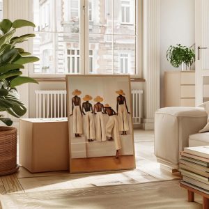 قطعة واحدة، لوحة قماشية بتصميم سيلويه أنثوي بيج | طباعة بوهيمية عصرية بسيطة للجنسين - ديكور عصري بسيط للأزياء، مناسبة لتزيين غرفة النوم وغرفة المعيشة، هدية الانتقال لمنزل جديد، بدون إطار.