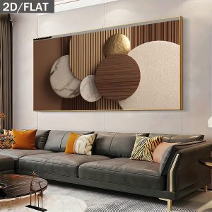 لوحة جدارية مجردة حديثة كبيرة ثنائية الأبعاد - لوحة قماشية بدون إطار بألوان البيج والبني والأبيض والذهبي مناسبة لغرفة المعيشة، غرفة النوم، المكتب - حجم لوحة مجردة بألوان محايدة ديكور بسيط فن حديث محايد للمنزل - ثنائية الأبعاد، مسطحة ثنائية الأبعاد